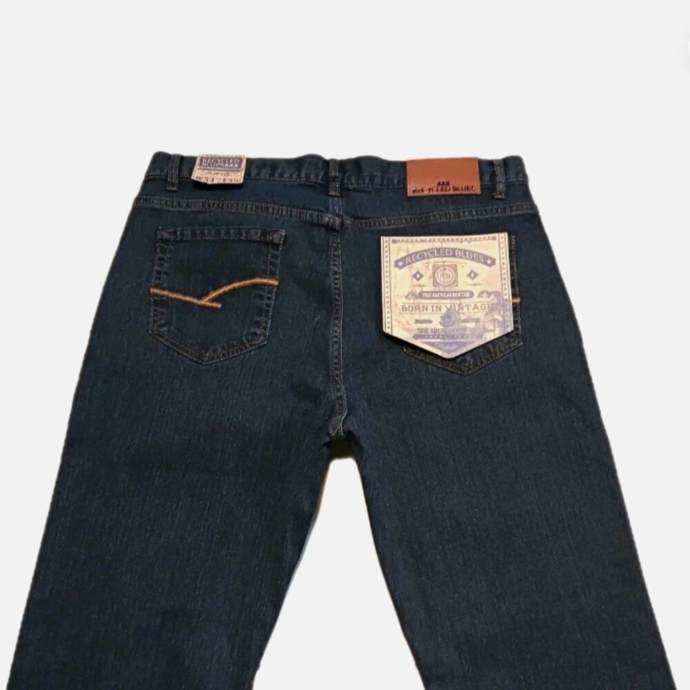 Recycled Blues mens Jeans 34 x 32 Slim Straight Stretch Denim Indigo Blue 120382 - Picture 6 of 12